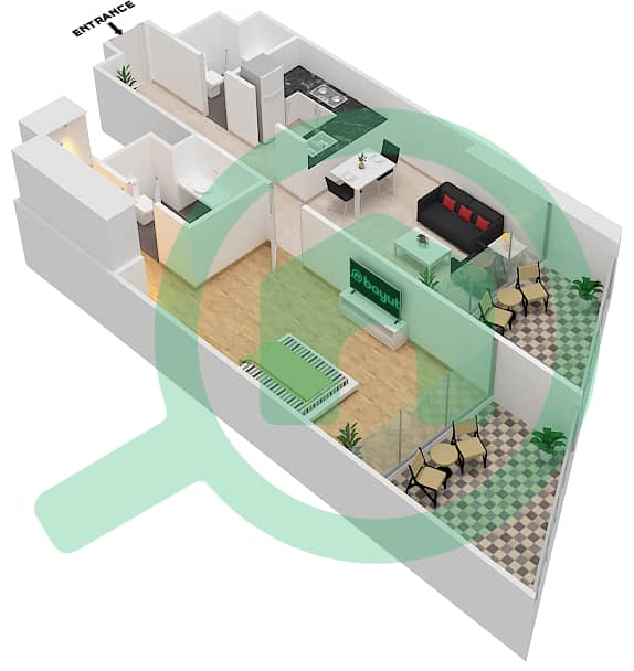 达马克奢华之家 - 1 卧室公寓单位4 FLOOR 28-32戶型图 Floor 28-32 interactive3D