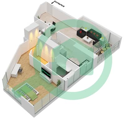 المخططات الطابقية لتصميم النموذج 9 FLOOR 9-12 شقة 1 غرفة نوم - داماك ميزون بريفيه