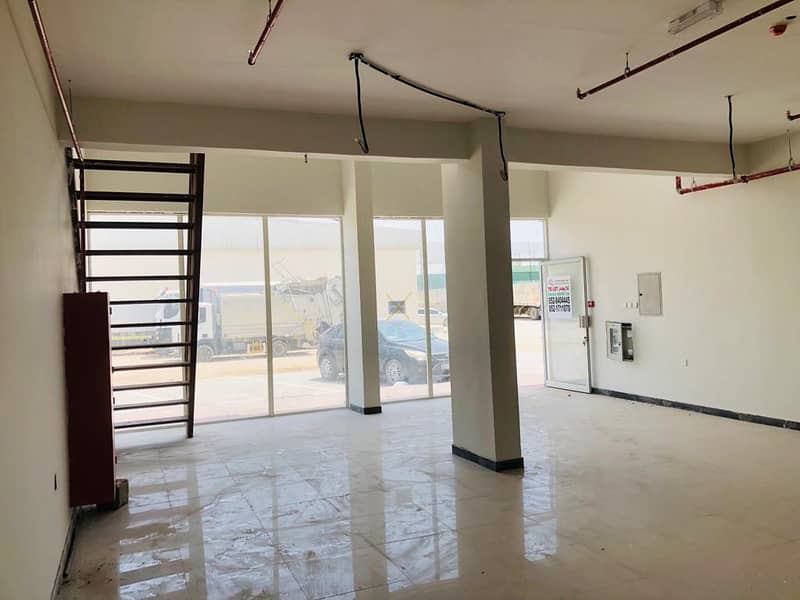 Big size shop with mezzanine for rent in Ajman new industrial area