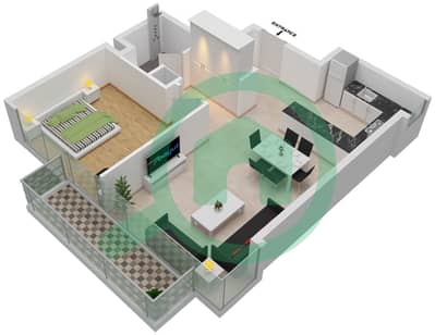 المخططات الطابقية لتصميم الوحدة 23 شقة 1 غرفة نوم - عزيزي ريفيرا 17