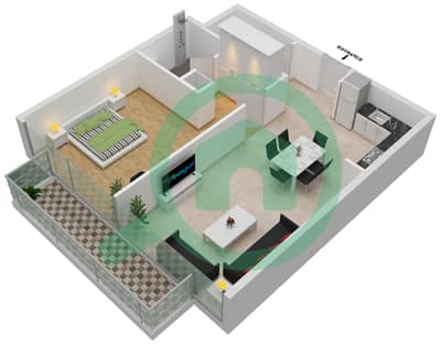 المخططات الطابقية لتصميم الوحدة 24 شقة 1 غرفة نوم - عزيزي ريفيرا 17