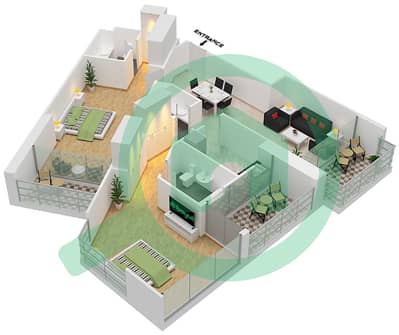 DAMAC Maison Prive - 1 Bed Apartments Unit 6 Floor 13-15 Floor plan