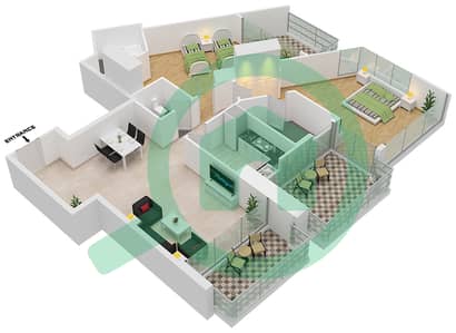 DAMAC Maison Prive - 2 Bedroom Apartment Unit 5 FLOOR 29-32 Floor plan