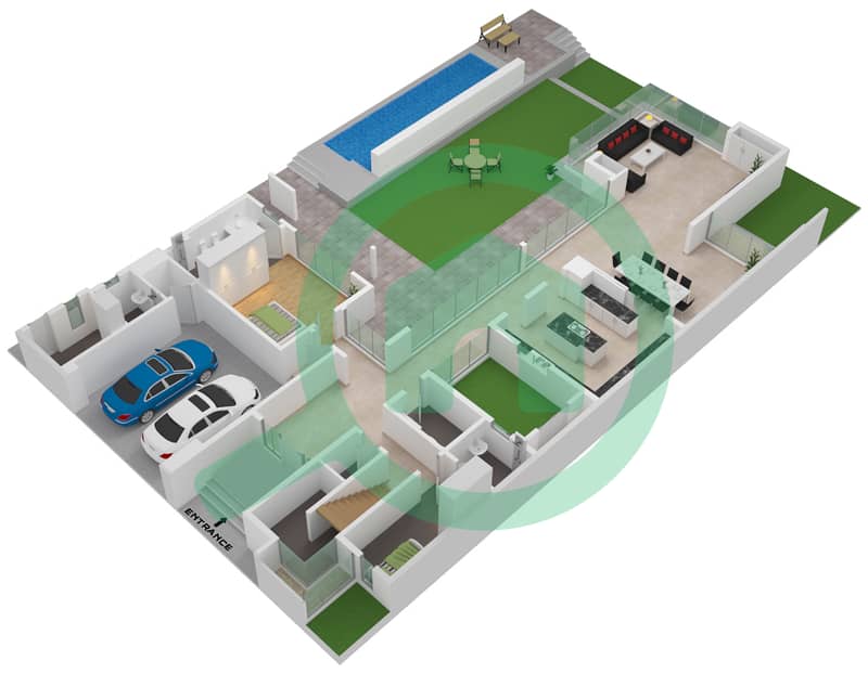 Hartland Forest Villas - 4 Bedroom Villa Type 4F Floor plan Ground Floor interactive3D