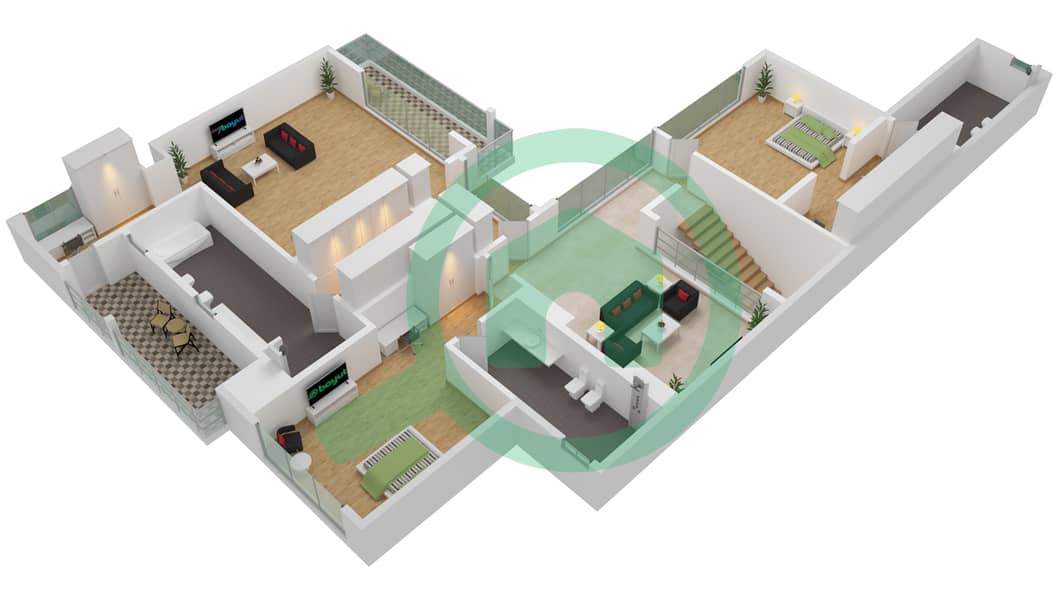 المخططات الطابقية لتصميم النموذج 4B فیلا 4 غرف نوم - هرتلاندفورست فيلا First Floor interactive3D