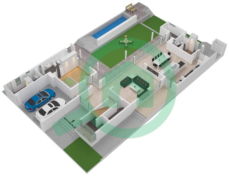 哈特兰森林别墅区 - 4 卧室别墅类型4H戶型图 Ground Floor interactive3D