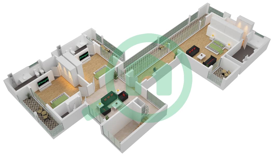哈特兰森林别墅区 - 4 卧室别墅类型4H戶型图 First Floor interactive3D