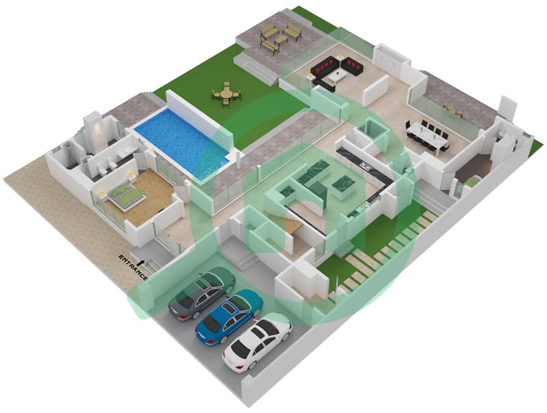 Hartland Forest Villas - 5 Bedroom Villa Type 5A Floor plan Ground Floor interactive3D