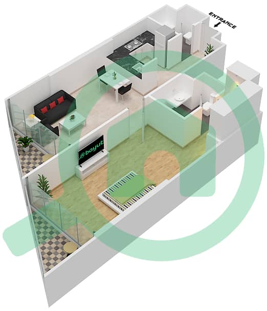 Дамак Мейсон Приве - Апартамент 1 Спальня планировка Единица измерения 9 FLOOR 29-32 Floor 29-32 interactive3D