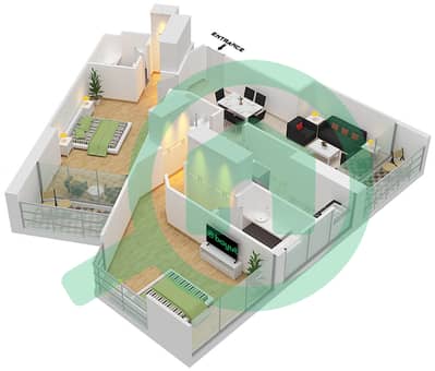 المخططات الطابقية لتصميم الوحدة 6 FLOOR 29-32 شقة 1 غرفة نوم - داماك ميزون بريفيه