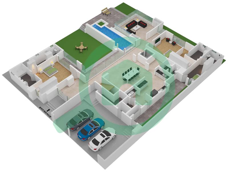 哈特兰森林别墅区 - 5 卧室别墅类型5E戶型图 Ground Floor interactive3D