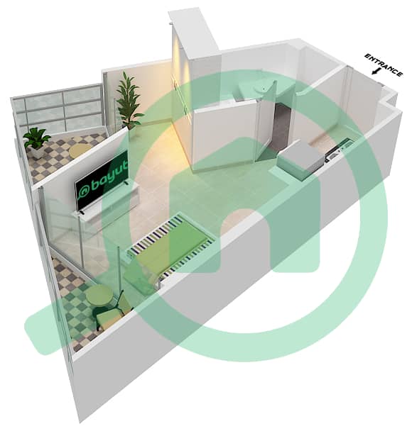 المخططات الطابقية لتصميم الوحدة 10  FLOOR 29-32 شقة استوديو - داماك ميزون بريفيه Floor 29-32 interactive3D
