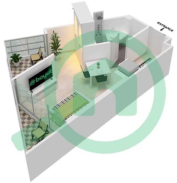 Дамак Мейсон Приве - Апартамент Студия планировка Единица измерения 17 FLOOR 4,9,11-16,26,27 Floor 4,9,11-16,26,27 interactive3D