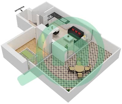 المخططات الطابقية لتصميم النموذج / الوحدة 9/11 FLOOR 1 شقة 1 غرفة نوم - عزيزي ريفييرا 14