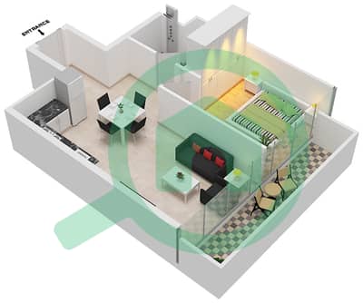 المخططات الطابقية لتصميم النموذج / الوحدة 9/23  FLOOR 2-5 شقة 1 غرفة نوم - عزيزي ريفييرا 14