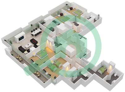 达芬奇塔 - 4 卧室公寓类型2 FLOOR 18戶型图
