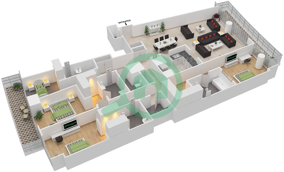 Marsa Plaza - 3 Bedroom Apartment Type/unit 3B-08 /1407,1507,1607 Floor plan Floor 14-17
Unit 1407,1507,1607,1707 interactive3D
