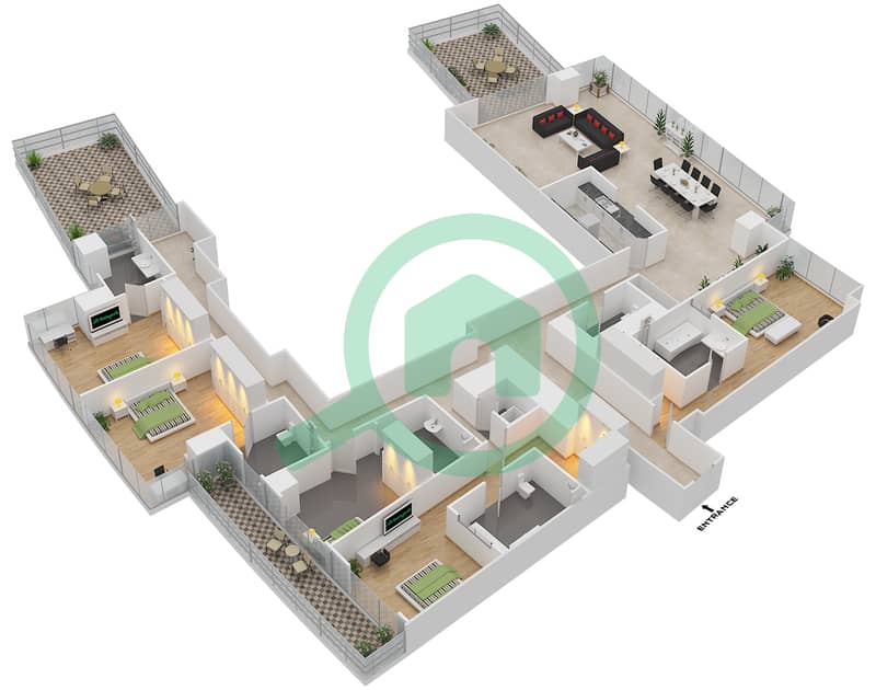 Marsa Plaza - 4 Bedroom Apartment Type/unit 4B-04 /6 Floor plan Floor 18 interactive3D