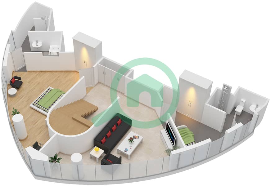 Marsa Plaza - 3 Bedroom Apartment Type/unit 3B-29 /2602 Floor plan Upper Floor interactive3D