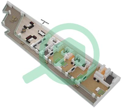 المخططات الطابقية لتصميم النموذج 4B شقة 4 غرف نوم - تركواز