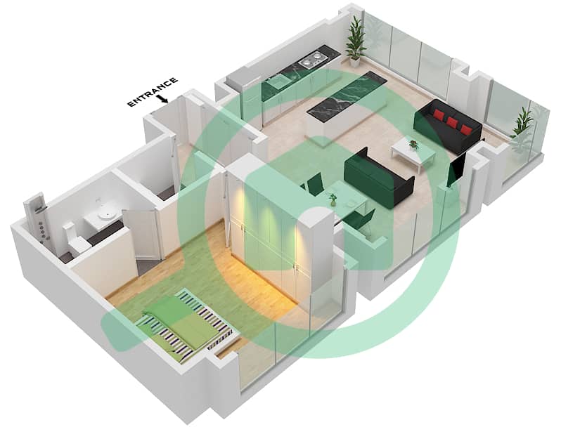 Pixel - 1 Bedroom Apartment Suite 04,07 Floor plan Floor 4,5,15 interactive3D