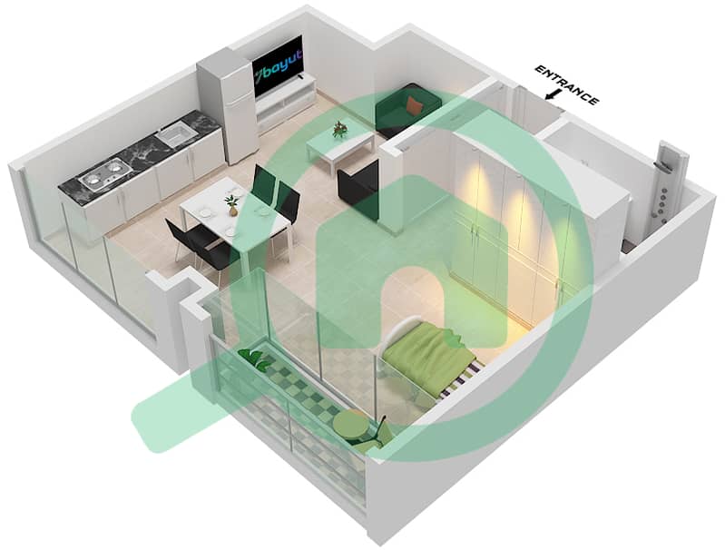 像素公寓 - 单身公寓套房2,3戶型图 Floor 3,4,9,12 interactive3D