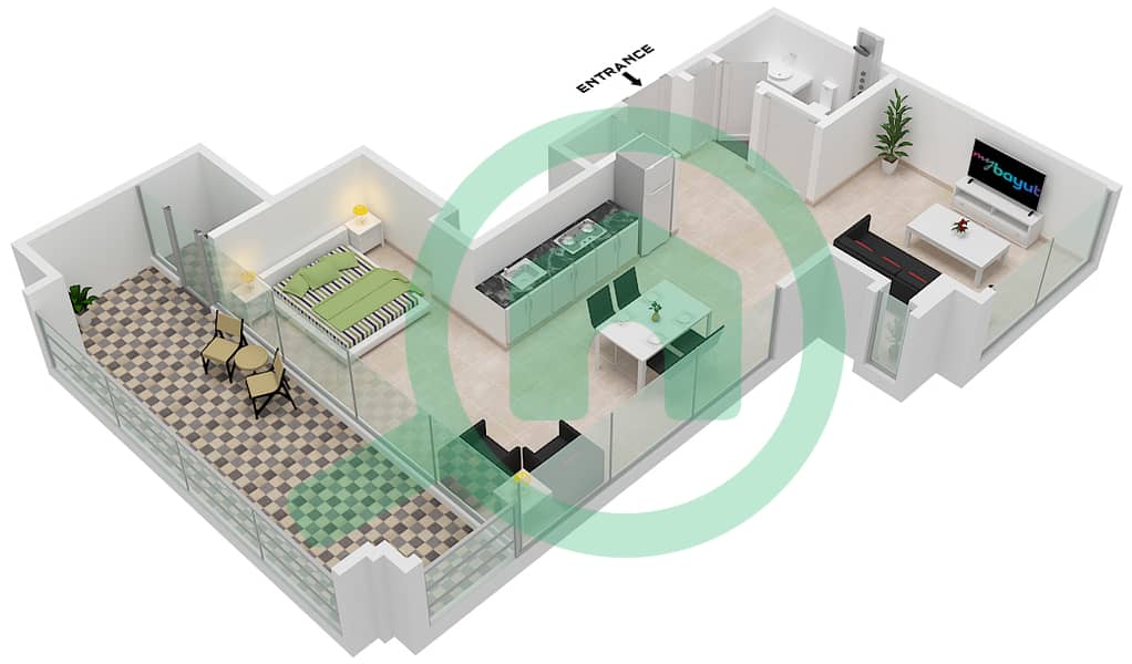 Pixel - Studio Apartment Suite 4 Floor plan Floor 10,11 interactive3D