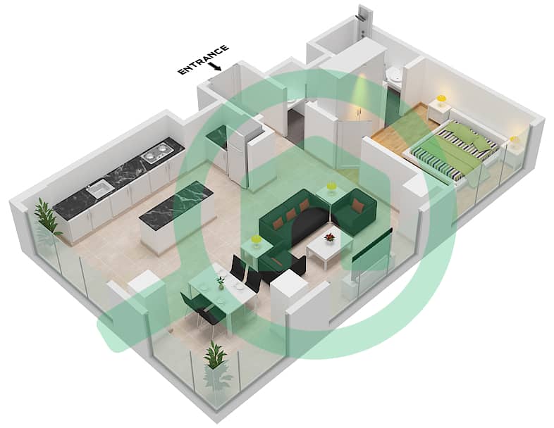Pixel - 1 Bedroom Apartment Suite 01,04 Floor plan Floor 6-13 interactive3D
