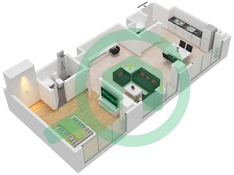 المخططات الطابقية لتصميم التصميم 03,04 شقة 1 غرفة نوم - بيكسل Floor 8-20 interactive3D