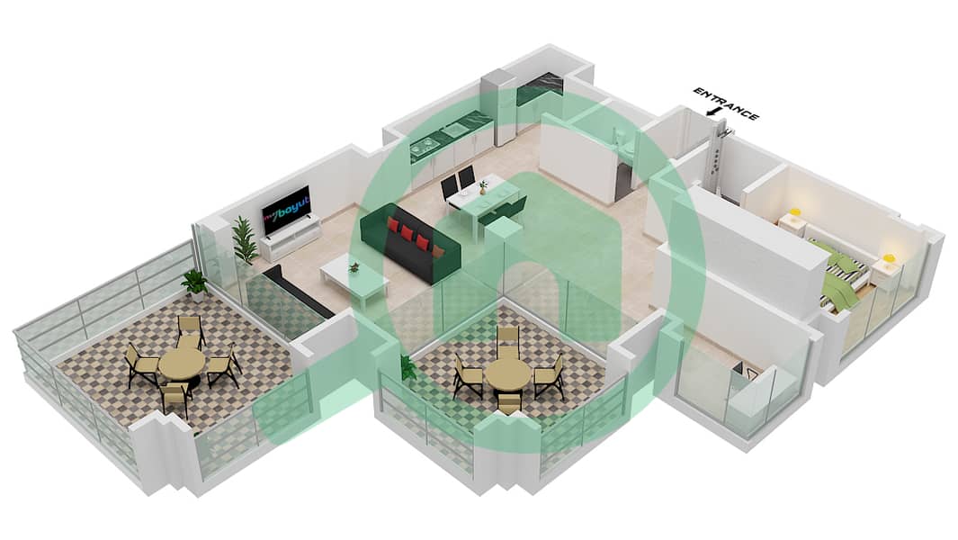 Pixel - 1 Bedroom Apartment Suite 08 Floor plan Floor 03 interactive3D