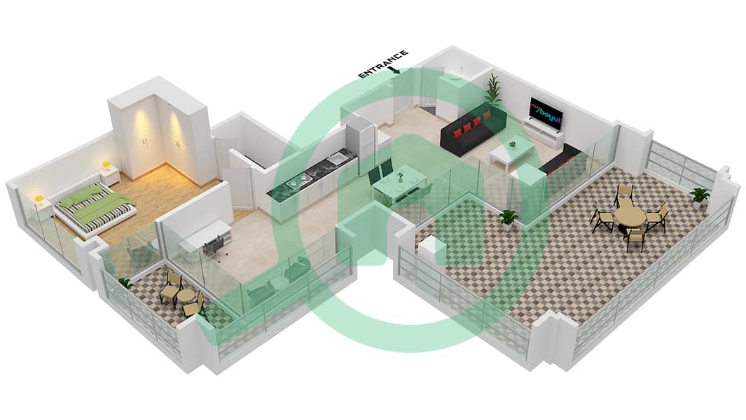 Pixel - 1 Bedroom Apartment Suite 06 Floor plan Floor 06,07 interactive3D