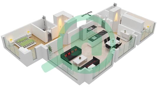 المخططات الطابقية لتصميم التصميم 04 شقة 2 غرفة نوم - بيكسل