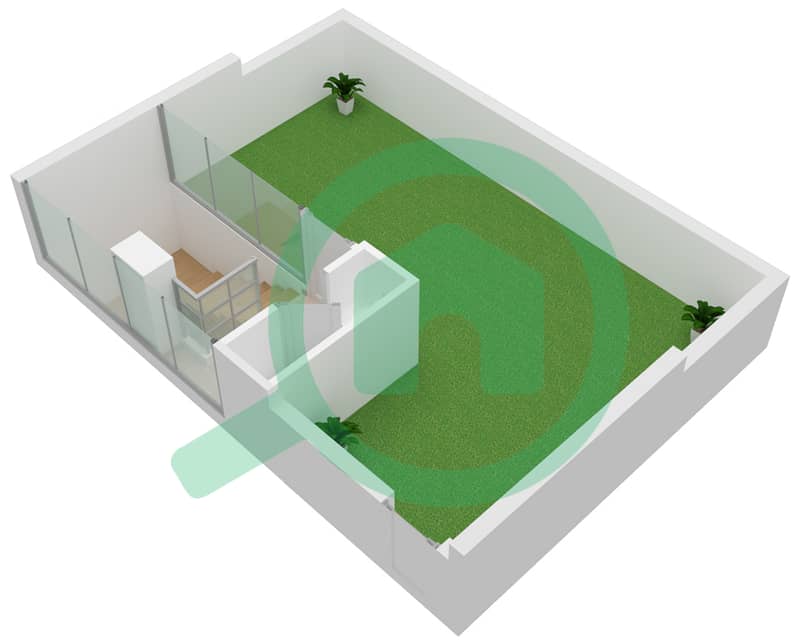 المخططات الطابقية لتصميم النموذج U19 تاون هاوس 2 غرفة نوم - تركواز Roof interactive3D