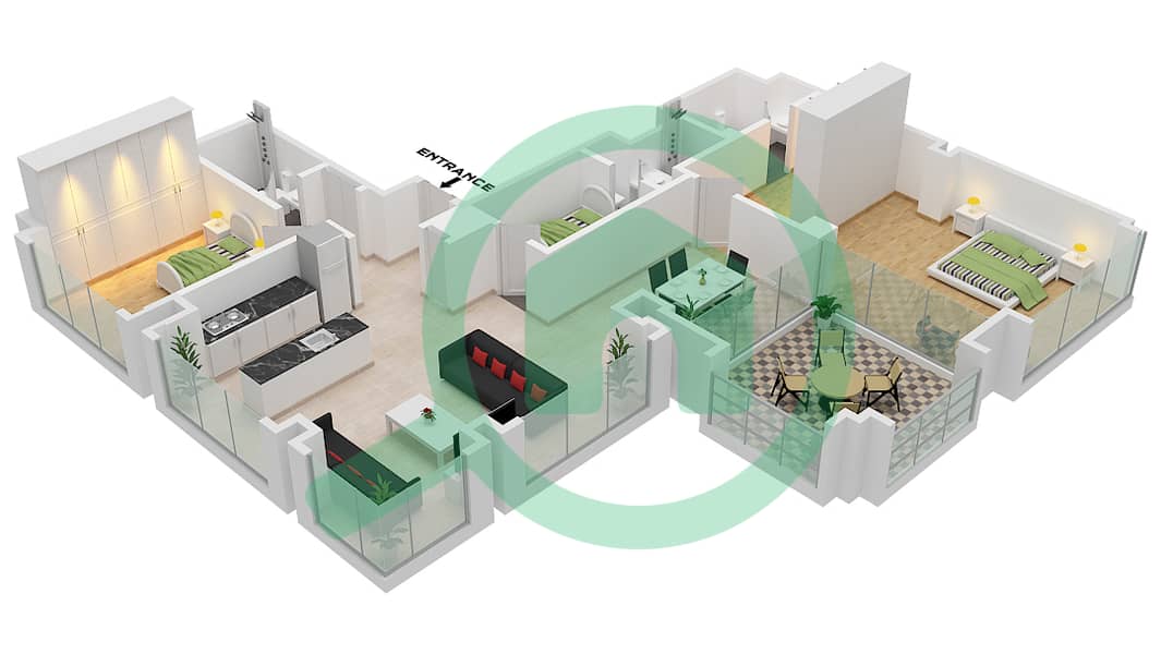 Pixel - 2 Bedroom Apartment Suite 04-FLOOR 03 Floor plan Floor 03 interactive3D