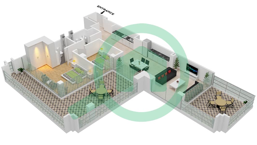 像素公寓 - 2 卧室公寓套房06-FLOOR 03戶型图 Floor 03 interactive3D