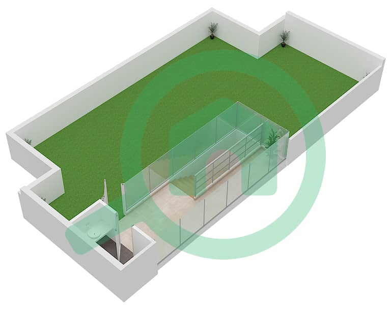 Turquoise - 3 Bedroom Townhouse Type E1 Floor plan Roof interactive3D