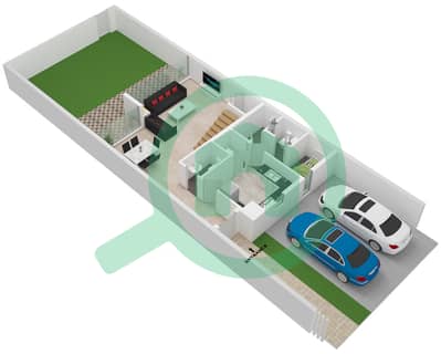 المخططات الطابقية لتصميم النموذج A3 تاون هاوس 3 غرف نوم - فلل سنديان
