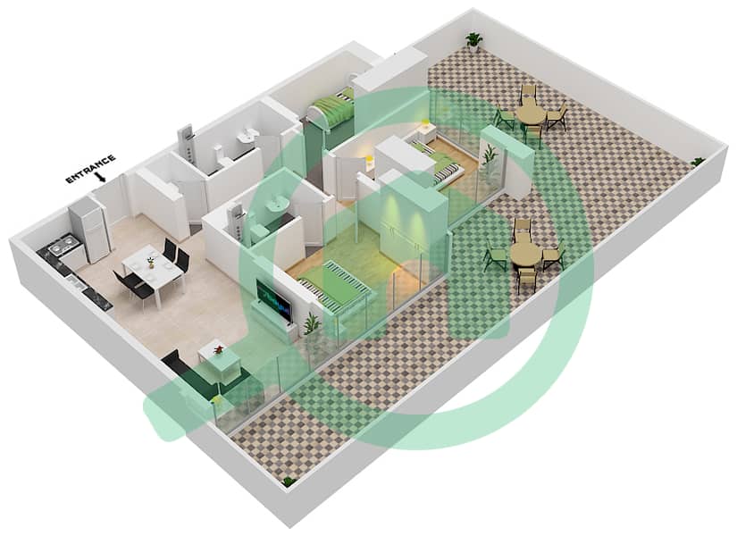 Azizi Riviera 14 - 2 Bedroom Apartment Type/unit 9/1  FLOOR 1 Floor plan Floor 1 interactive3D