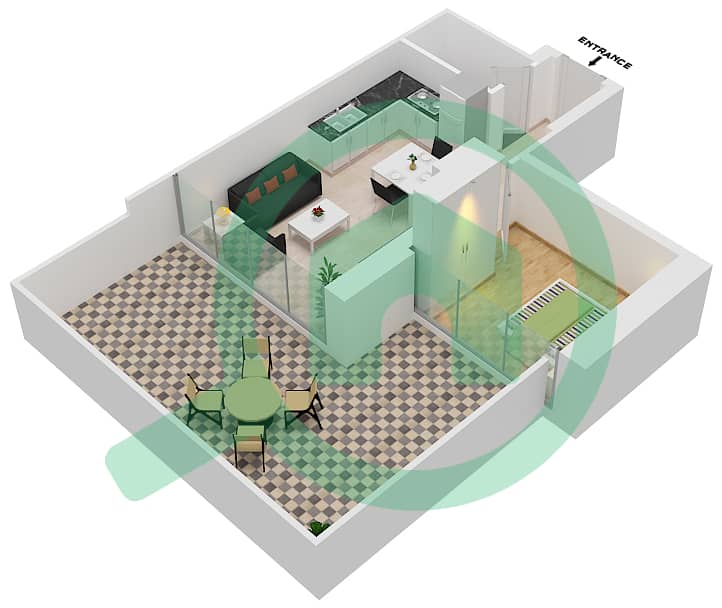 Azizi Riviera 14 - 1 Bedroom Apartment Type/unit 9/2 FLOOR 1 Floor plan Floor 1 interactive3D
