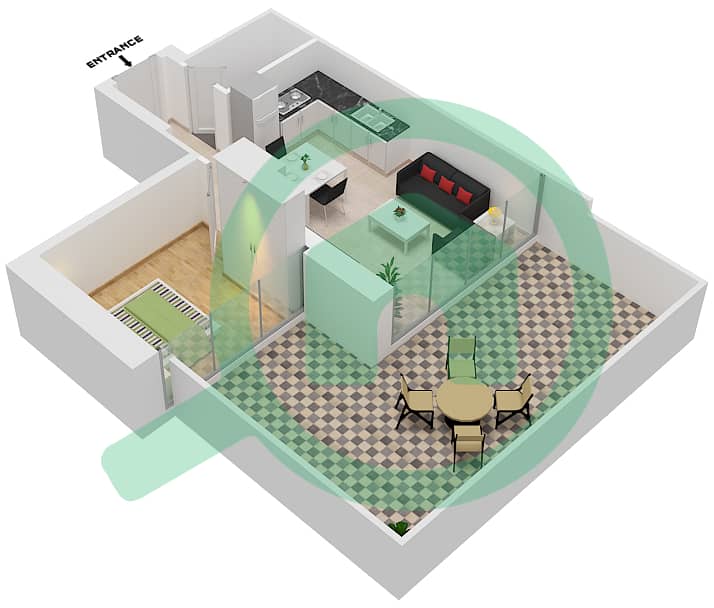 Azizi Riviera 14 - 1 Bedroom Apartment Type/unit 9/11 FLOOR 1 Floor plan Floor 1 interactive3D
