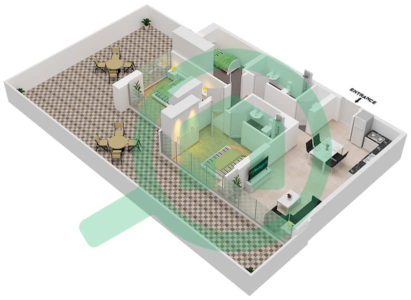 Azizi Riviera 14 - 2 Bedroom Apartment Type/unit 9/13 FLOOR 1 Floor plan Floor 1 interactive3D