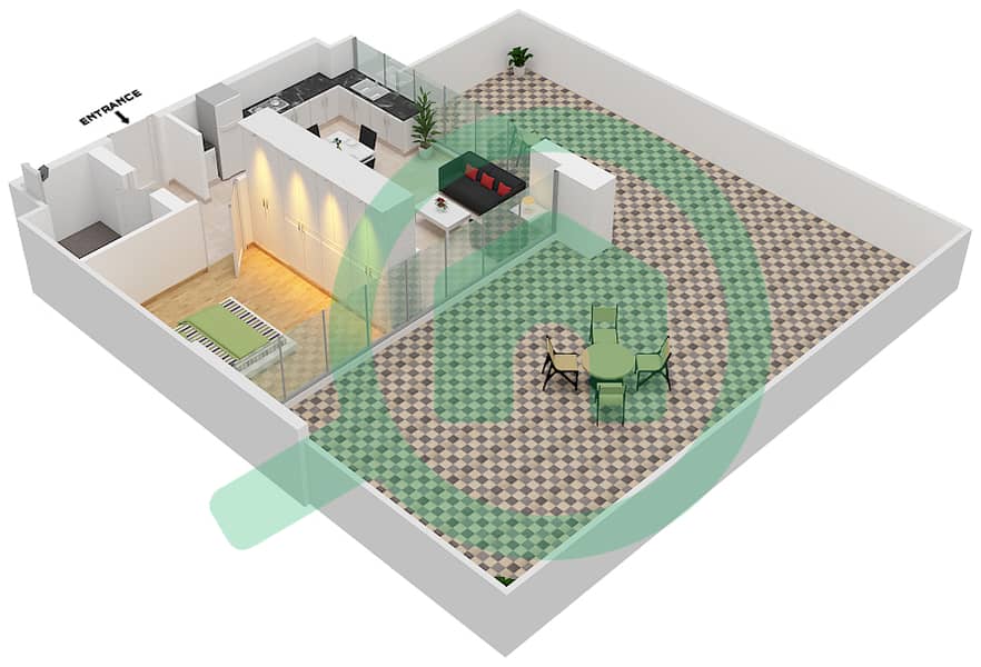 Azizi Riviera 14 - 1 Bedroom Apartment Type/unit 9/14 FLOOR 1 Floor plan Floor 1 interactive3D