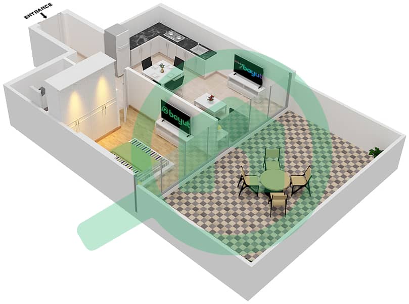 Azizi Riviera 14 - 1 Bedroom Apartment Type/unit 9/16 FLOOR 1 Floor plan Floor 1 interactive3D