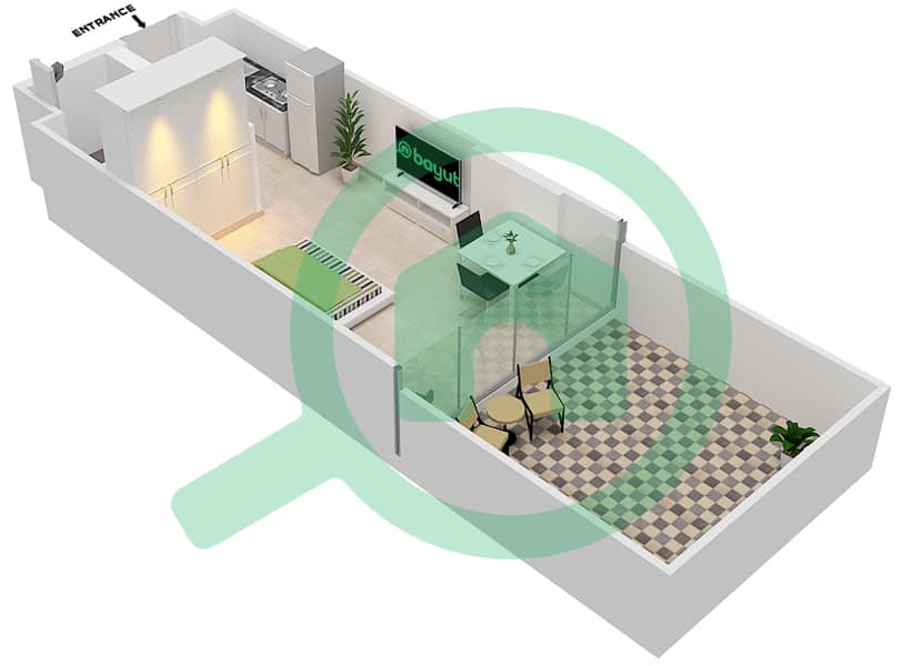Azizi Riviera 14 - Studio Apartment Type/unit 9/17 Floor plan Floor 1 interactive3D