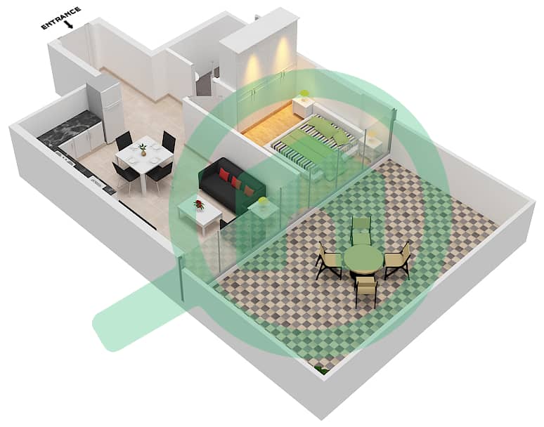 Azizi Riviera 14 - 1 Bedroom Apartment Type/unit 9/26 FLOOR 1 Floor plan Floor 1 interactive3D