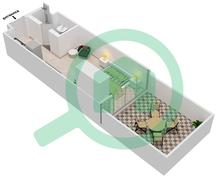 Azizi Riviera 14 - Studio Apartment Type/unit 9/27 FLOOR 1 Floor plan Floor 1 interactive3D