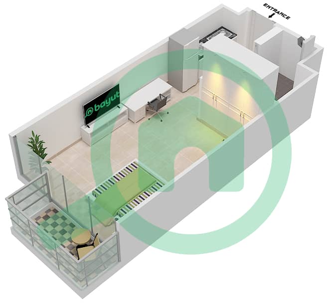 Azizi Riviera 14 - Studio Apartment Type/unit 9/2 FLOOR 2-7 Floor plan Floor 2-7 interactive3D