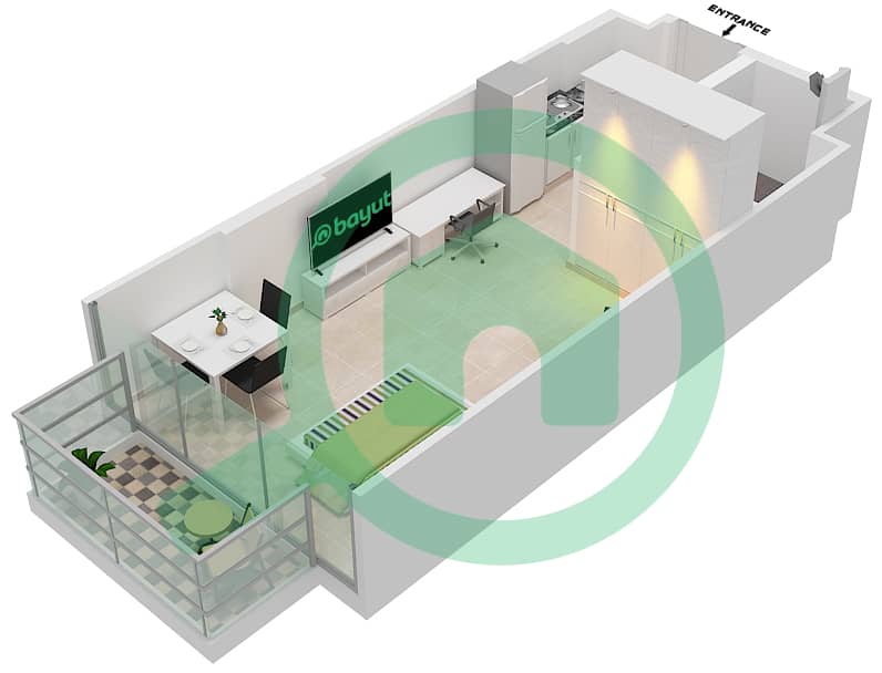 Azizi Riviera 14 - Studio Apartment Type/unit 9/4 FLOOR 2-7 Floor plan Floor 2-7 interactive3D