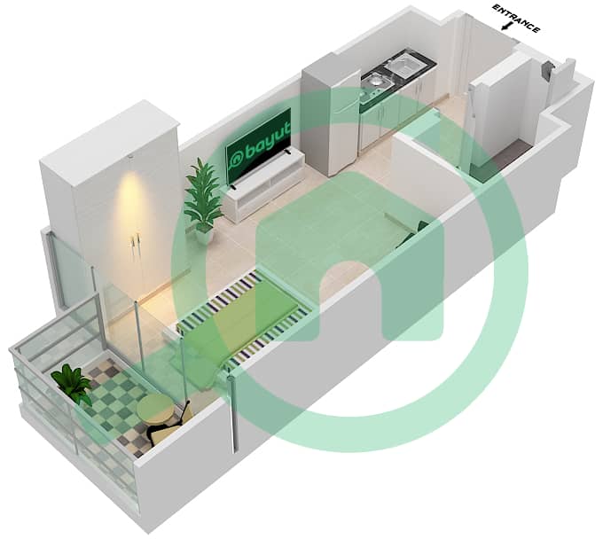 Azizi Riviera 14 - Studio Apartment Type/unit 9/6 FLOOR 2-7 Floor plan Floor 2-7 interactive3D