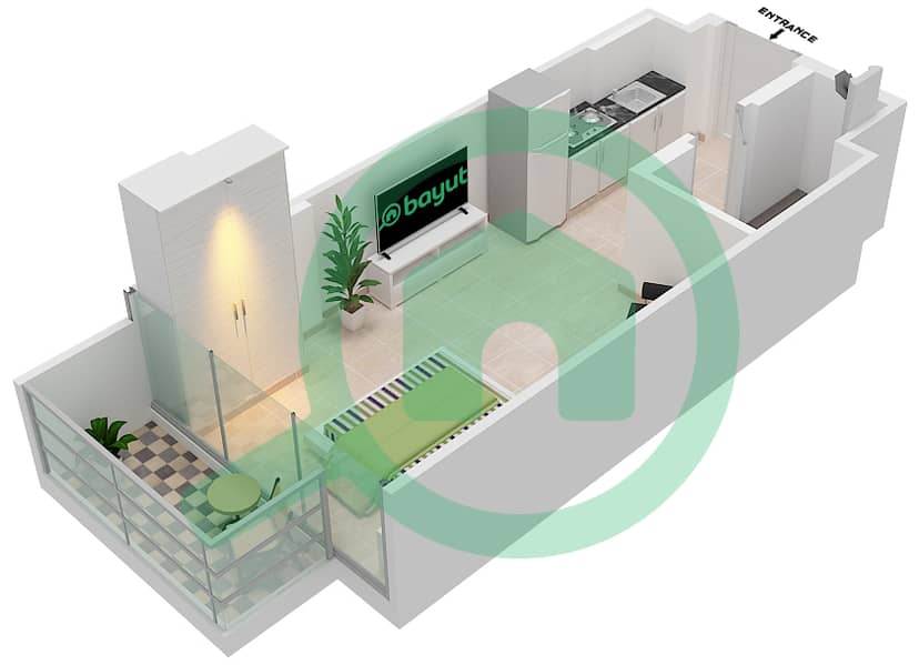 Azizi Riviera 14 - Studio Apartment Type/unit 9/7 FLOOR 2-7 Floor plan Floor 2-7 interactive3D